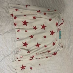 white and red star wide sleeve top